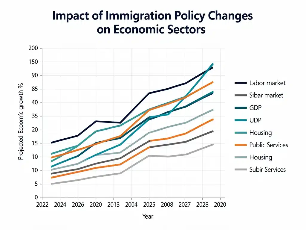 Economic graph illustrating projected impacts of immigration reform on various US sectors.