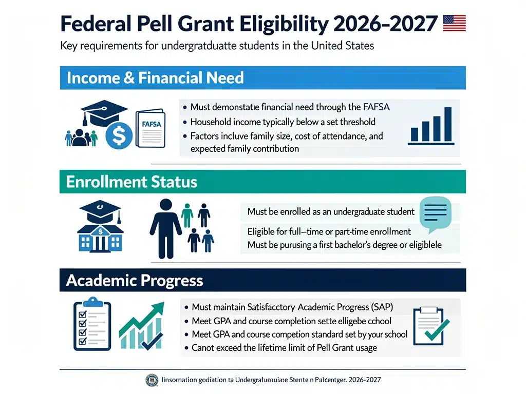 Infographic showing eligibility requirements for Federal Pell Grants.